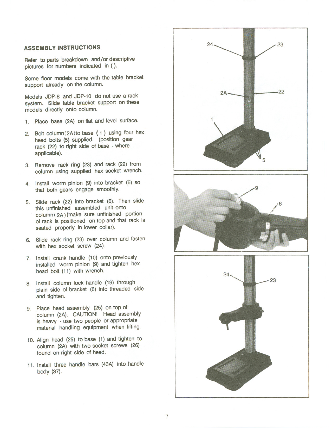 PDF manual for Jet Other JDP20MF Drill Press